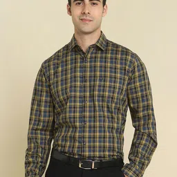 Allen Solly Men Tartan Checked Spread Collar Cotton Formal Shirt-picture-39