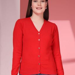 Thirty Threads Women V-Neck Long Sleeves Button Detail Woollen Cardigan-picture-17