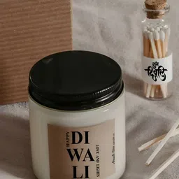 Aromatic Fables White Scented  Jar Candle & Elegant Glass Matchbox image 3