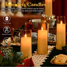 LTETTES Gold-Toned 3 Pieces Pillar LED Candles image 3