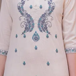 OH MI DIOS Ethnic Motifs Embroidered Thread Work Pure Cotton Kurta With Trousers image 3