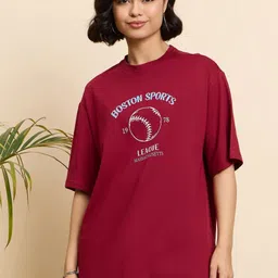 Mast & Harbour Women Printed Drop-Shoulder Sleeves T-shirt-picture-32