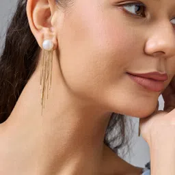 Kushal's Fashion Jewellery Gold-Plated Pearls Classic Drop Earrings-image-48