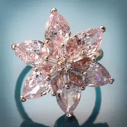 ADIVA Rose Gold-Plated Pink AD Studded Finger Ring-picture-32