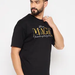 Mast & Harbour Men Typography Printed Pure Cotton Applique T-shirt image 2