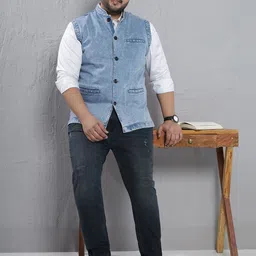 John Pride Plus Size Mandarin-Neck Nehru Jacket image 4