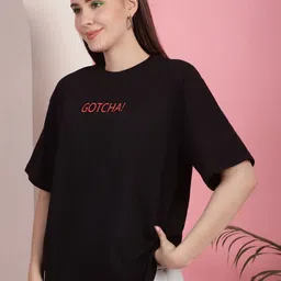 Tromko Women Pack of 2 Graphic Printed Round Neck Cotton Oversized T-shirts image 4