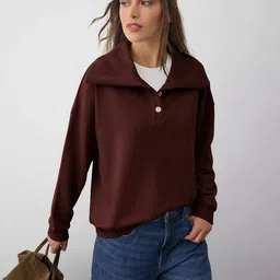 Trendyol Women Solid Spread Collar Long Sleeves Pullover Sweatshirt-image-60