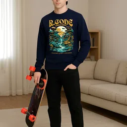 R.Code by The Roadster Life Co. Men Printed Sweatshirt image 2