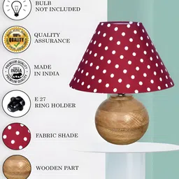 Homesake Red Printed Wood Traditional Bell Shaped Table Lamp with Bulb image 4