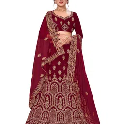 Maroosh Embroidered Thread Work Unstitched Lehenga & Blouse With Dupatta-picture-14