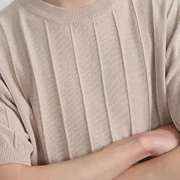 StyleCast x Revolte Men Self Design Round Neck T-shirt image 2