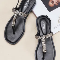 Anngiri Women Embellished T-Strap Flats With Western - Embellished-picture-14