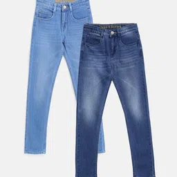 TALES & STORIES Boys Pack of 2 Slim Fit Light Fade Cotton Jeans-picture-23