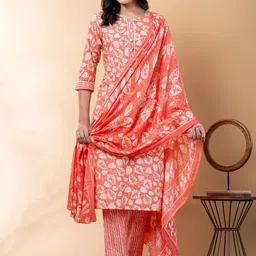 Readiprint Women Floral Printed Regular Kurta with Trousers & With Dupatta-picture-34