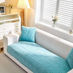 HOMETHREADS Blue Embroidered Sofa Cover-picture-13