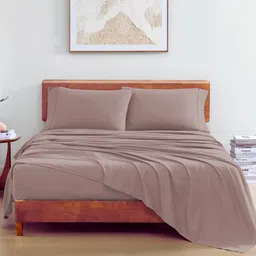 LANE LINEN Brown 144 TC Single Bedsheet with 1 Pillow Covers-image-78