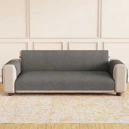Lukzer Grey Reversible Straight 3 Seater Sofa Cover With Arms-picture-47