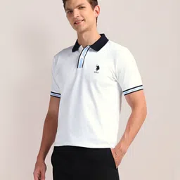 U.S. Polo Assn. Men Solid Polo Collar Cotton Slim Fit T-Shirt-picture-40