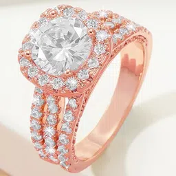 Peora Rose Gold-Plated Cubic Zircon Studded Finger Ring-image-66