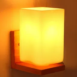 1ST TIME White Printed Wood Contemporary Rectangle Shaped Wall Lamp image 2