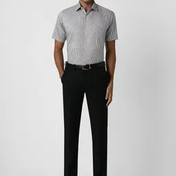 Van Heusen Men Spread Collar Micro Checked Cotton Slim Fit Formal Shirt image 5