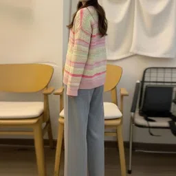 HERE&NOW Women Striped Woollen Cardigan image 2