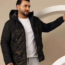 Sztori Plus Size Camouflage Printed Padded Hooded Jacket-picture-24