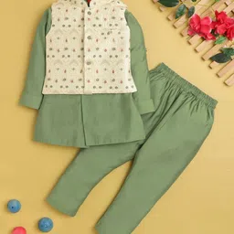 Sangria Boys Embroidered Mandarin Collar Straight Kurta & Pyjamas With Jacket-picture-47