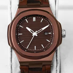 SWADESI STUFF Men Dial & Straps Date Aperture Analogue Watch SDS 164 BROWN 2035 image 4