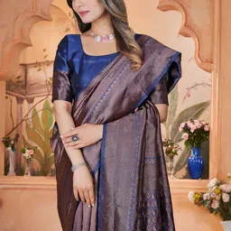 VASTRAAVEDAA Woven Design Zari Art Silk Handloom Banarasi Saree image 4