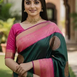 Bindi Fashion Woven Design Zari Silk Blend Handloom Banarasi Saree image 3