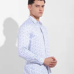 The Indian Garage Co Men Slim Fit Geometric Printed Spread Collar Pure Cotton Formal Shirt image 5
