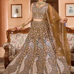 panchhi Embroidered Sequinned Semi-Stitched Lehenga & Unstitched Blouse With Dupatta image 2