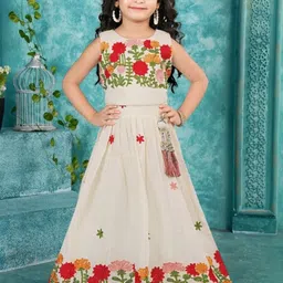 Lagorii Girls Embroidered Thread Work Ready to Wear Lehenga &-image-81