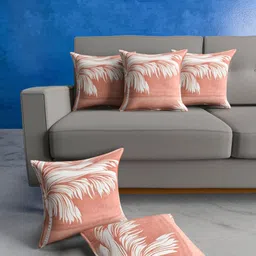 METRO LIVING Beige & White 5 Pieces Printed Square Cushion Covers image 3