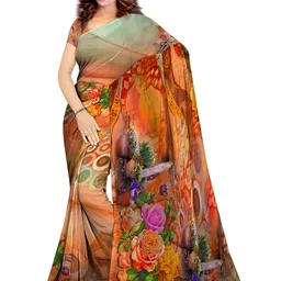 SHIVAM FABRICS Floral Poly Georgette Saree-picture-26