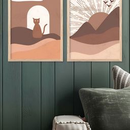 Kotart Brown & White 2 Pieces Modern Wooden Wall Arts-picture-31