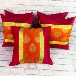 pink parrot Pinkparot Artsilk 12x12 inch cushion cover set of 5 pcs-picture-24