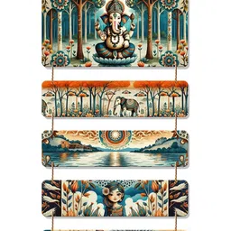 ArtVibes Ganpati and Scenic Artwork Wooden Wall Hanging-image-12