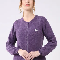 Monte Carlo Women Solid Round Neck Full Sleeves Woollen Cardigan Sweaters-image-52