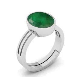 RRVGEM Silver Plated 5.00 KT Emerald Studded Adjustable Finger Ring image 2