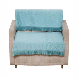 Fashion Throw Turquoise Blue Velvet 2 Piece Sofa Cover-image-36