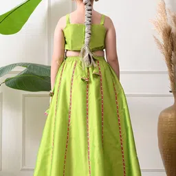 Indi-Loom Couture Girls Embellished Ready to Wear Lehenga & Blouse With Dupatta image 3