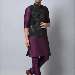 B BEN Men Purple Kurta Sets image 3