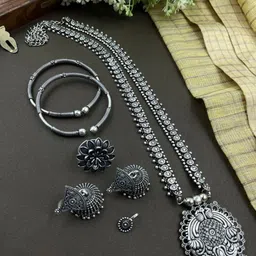 NAMAN ARTS Vira Kolapuri Silver Plated Oxidised Jewellery Set-picture-19