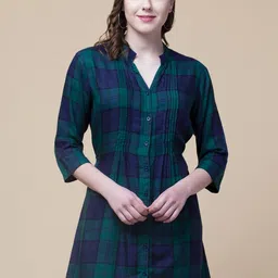 Hive91 Checked Mandarin Collar Tunic image 1