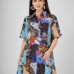 Sukshat Shirt Collar Abstract A-Line Mini Dress-picture-23