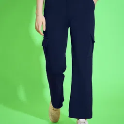 Dream Beauty Fashion Women Loose Fit High-Rise Easy Wash Cargos Trousers-image-60