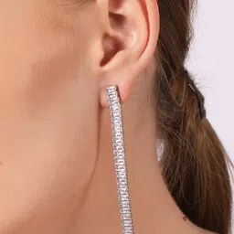 KPOP Silver-Plated Contemporary Rhinestone Studded Drop Earrings image 5